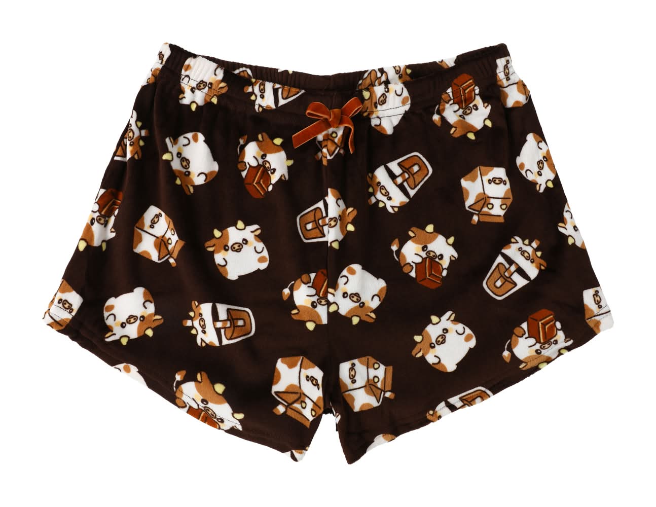 Women's Plush Lounge Shorts Small Brown Multi