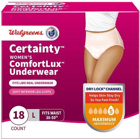 Walgreens Certainty Women's Comfortlux Underwear, Large (18 ct)