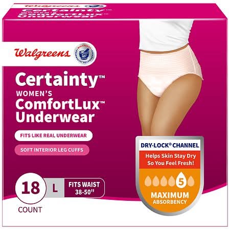 Walgreens Certainty Comfortlux Underwear, Women, Large (18 ct)
