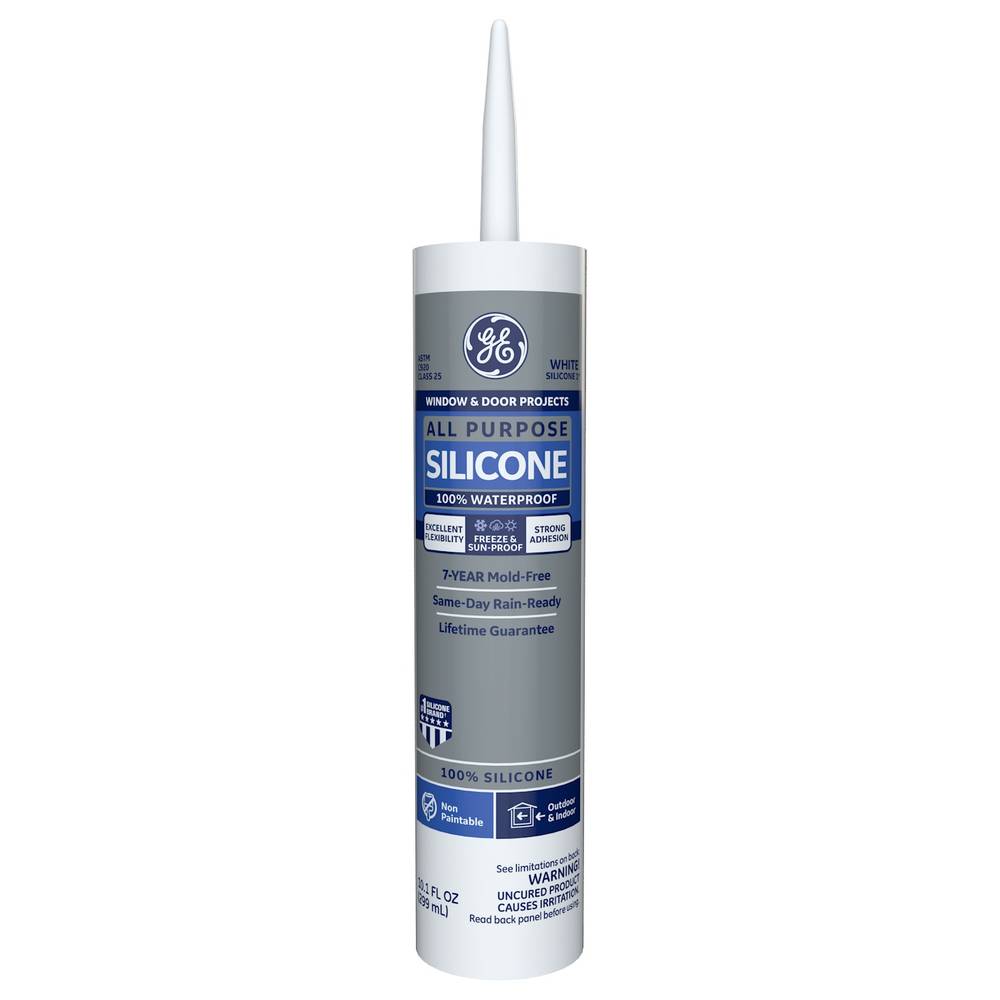 GE Silicone 1 All Purpose, Windows, Doors, Exteriors 10.1-oz Multi-use White Silicone Caulk | 2749483