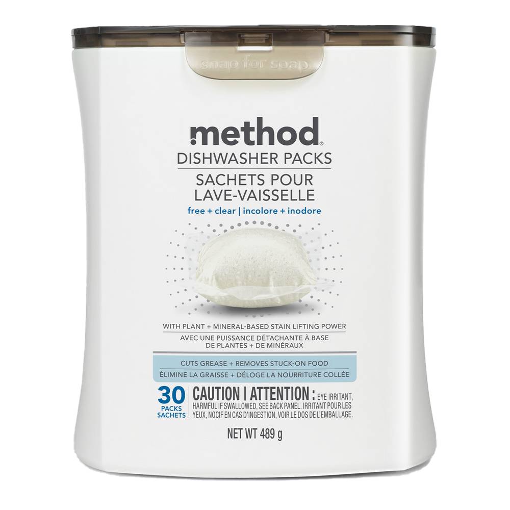 Method Free + Clear Dishwasher Detergent Pods (489 g, 30 ct)