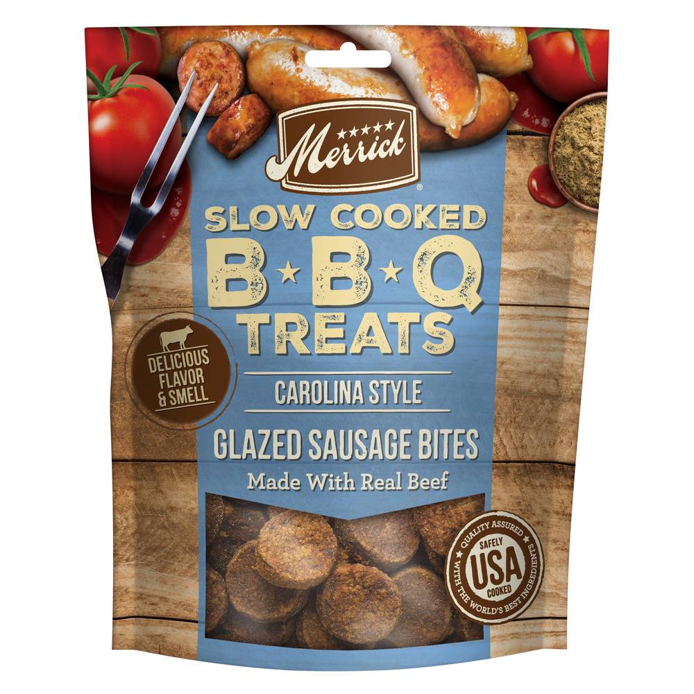 Merrick Slow Cooked Bbq Glazed Sausage Bites Dog Treats (10 oz)