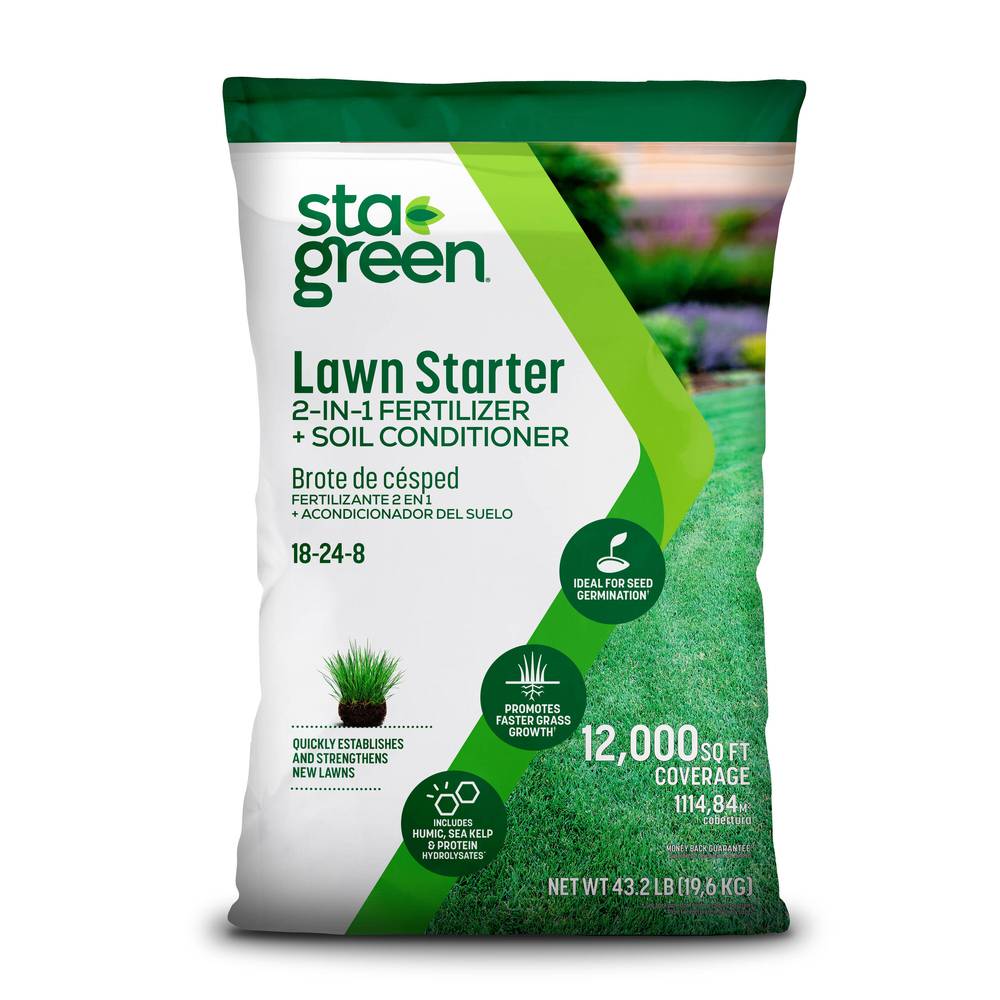 Sta-Green Fertilizer plus Soil Conditioner 43.2-lb 12000-sq ft 18-24-8 Lawn Starter Fertilizer | 904752