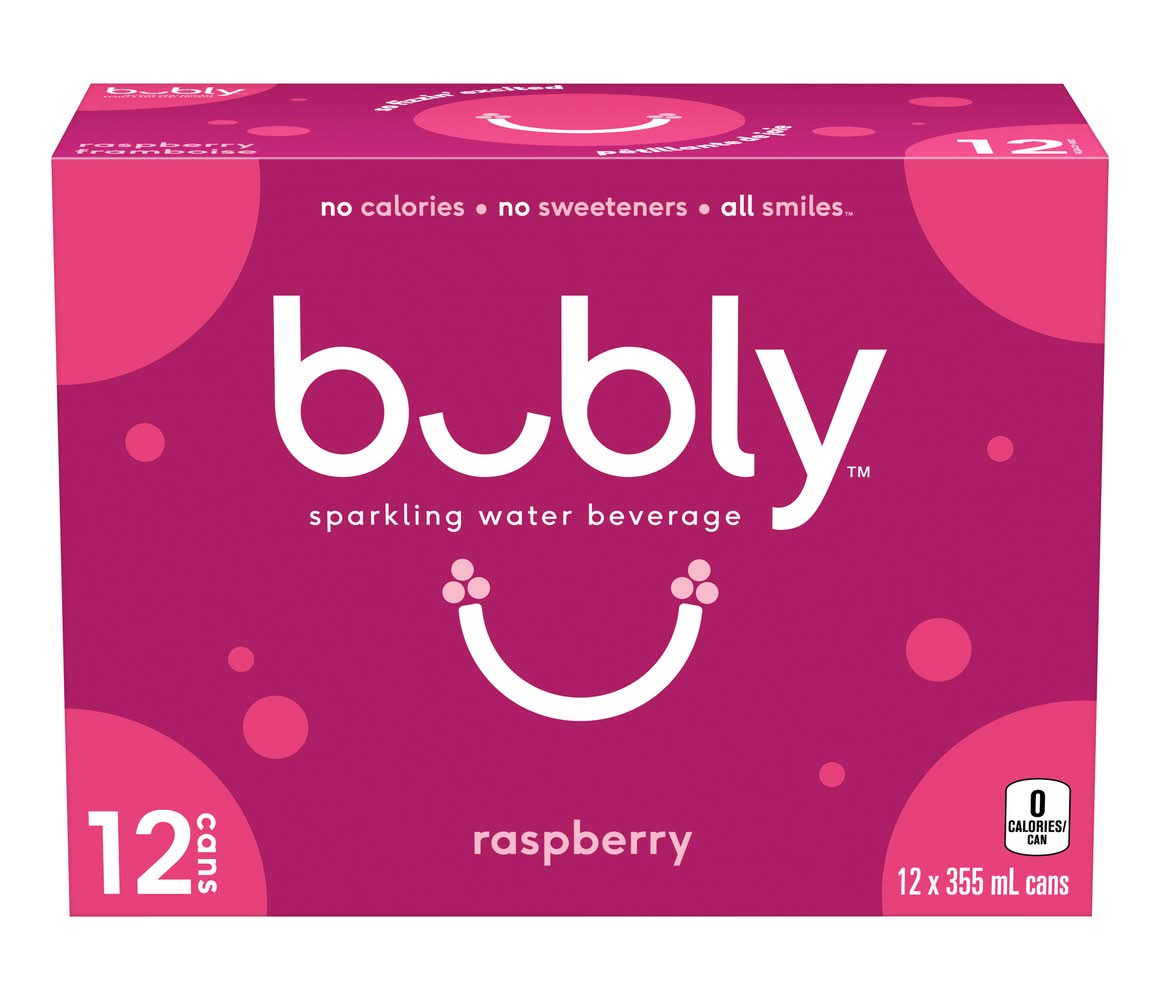 bubly Sparkling Water Beverage, Raspberry (12 x 355 ml)