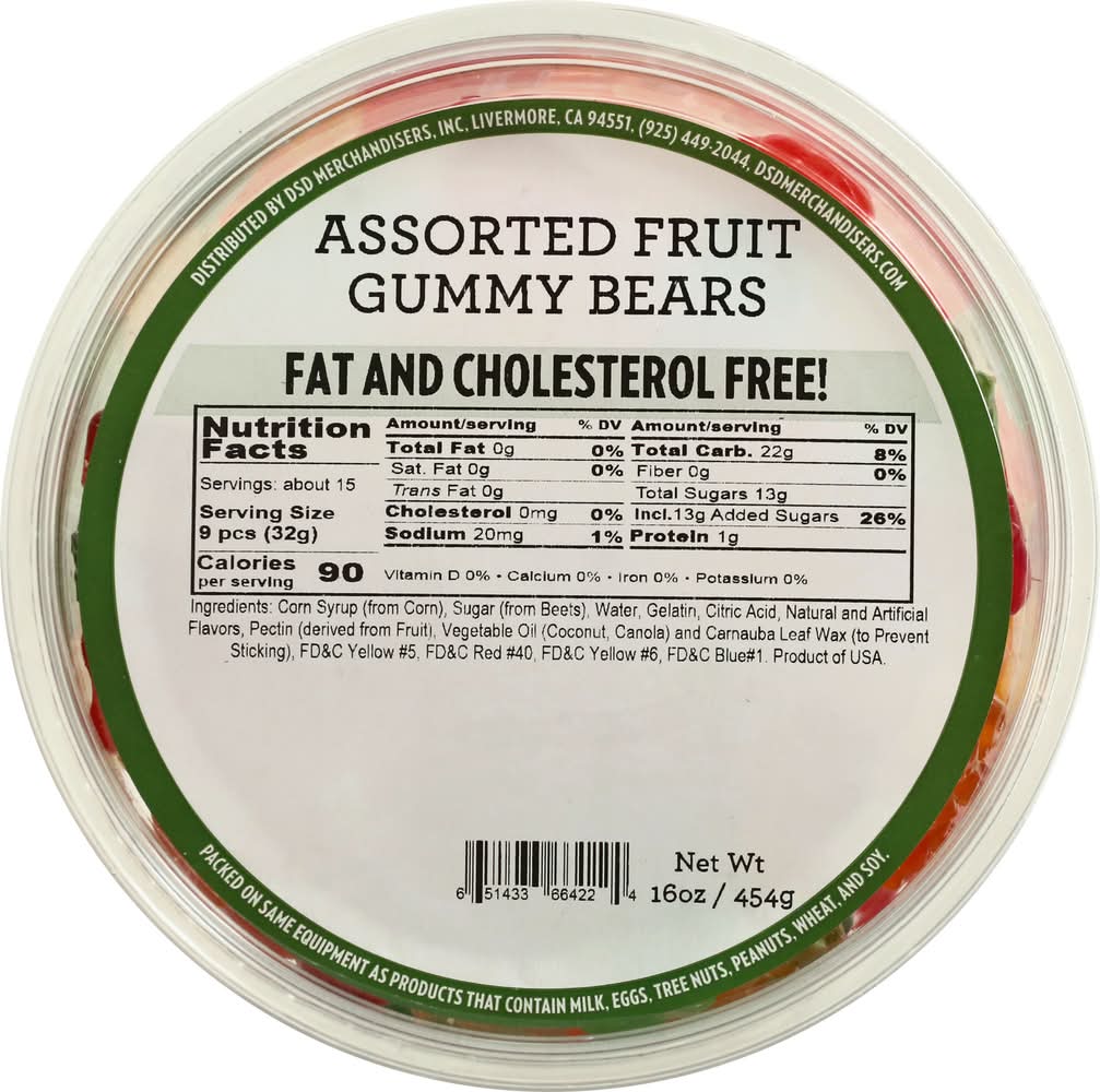 DSD Merchandisers Fruit Gummy Bears, Assorted (16 oz)