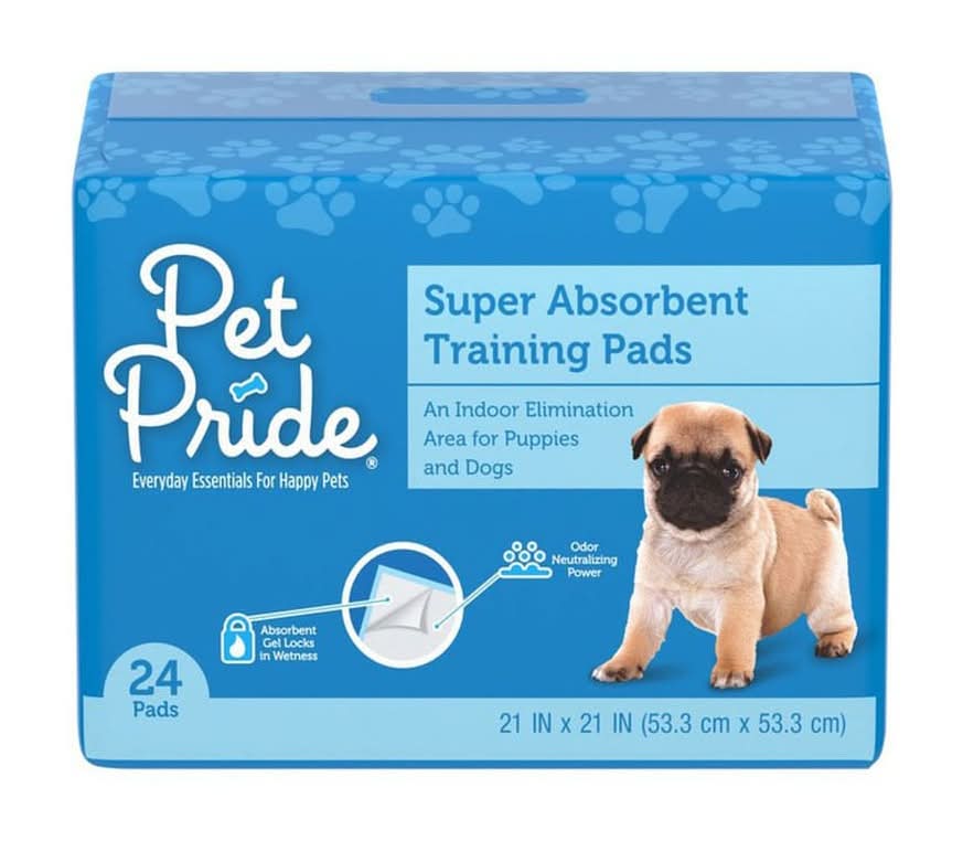 Pet Pride Super Absorbent Training Pads For Puppies & Dogs, 21x21 in (24 ct)