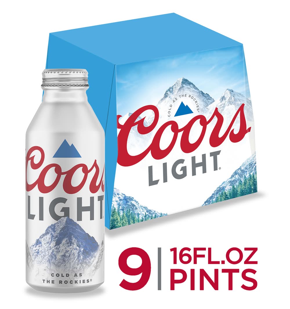 Coors Light American Light Lager Beer (9 x 16 fl oz)