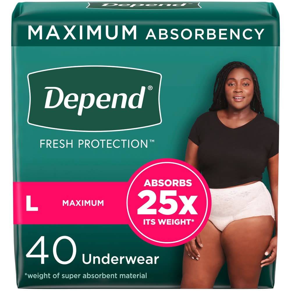 Depend Fresh Protection Underwear, Women, L