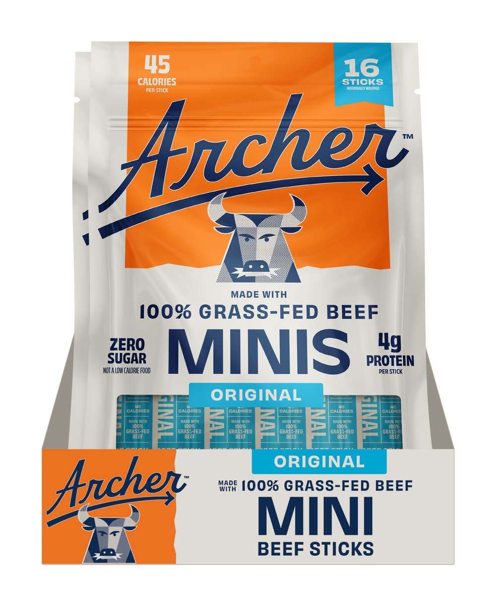 Archer Minis Grass-Fed Beef Sticks, Original (16 x 0.5 oz)