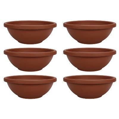 The HC Companies GAB18000E35 18 Inch Diameter Decorative Indoor Outdoor Durable Weatherproof Resin Flower Bowl Planter Pot, Terra Cotta (6 Pack)