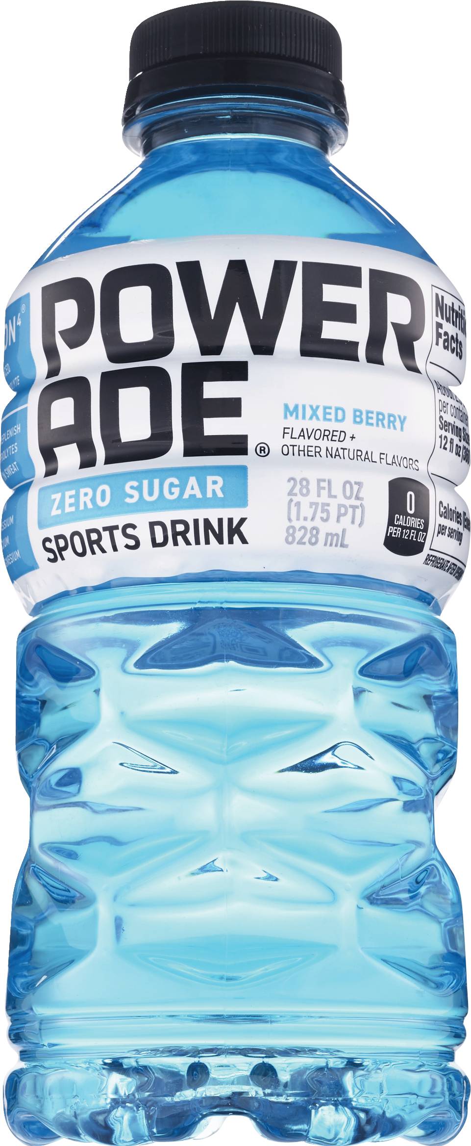 Powerade Zero Mixed Berry Blast, ION4 Electrolyte Enhanced Fruit Flavored Zero Sugar Zero Calorie Sports Drink, 32 fl oz
