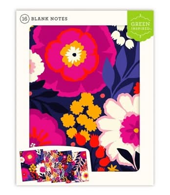 Green Inspired Floral Design Blank Note Cards With Envelopes, Assorted (16 ct)