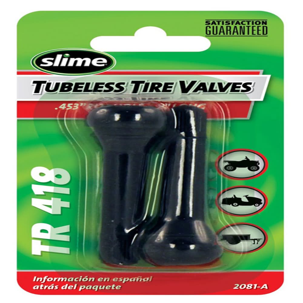 Slime Rubber 60 Psi Tubeless Tire Valve 2 Pk