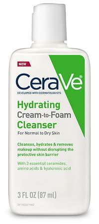 CeraVe Hydrating Cream-To-Foam Face Cleanser (3 fl oz)