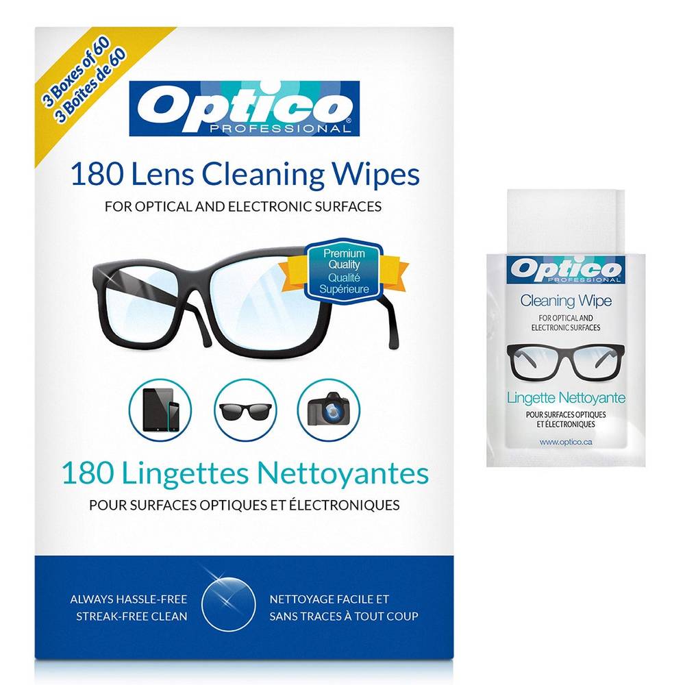 Optico Professional Cleaning Wipes For Optical And Electronic Surfaces - 3 X 60 Wipes