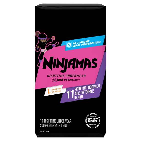 Ninjamas Nighttime Underwear, L/XL, 11 CT