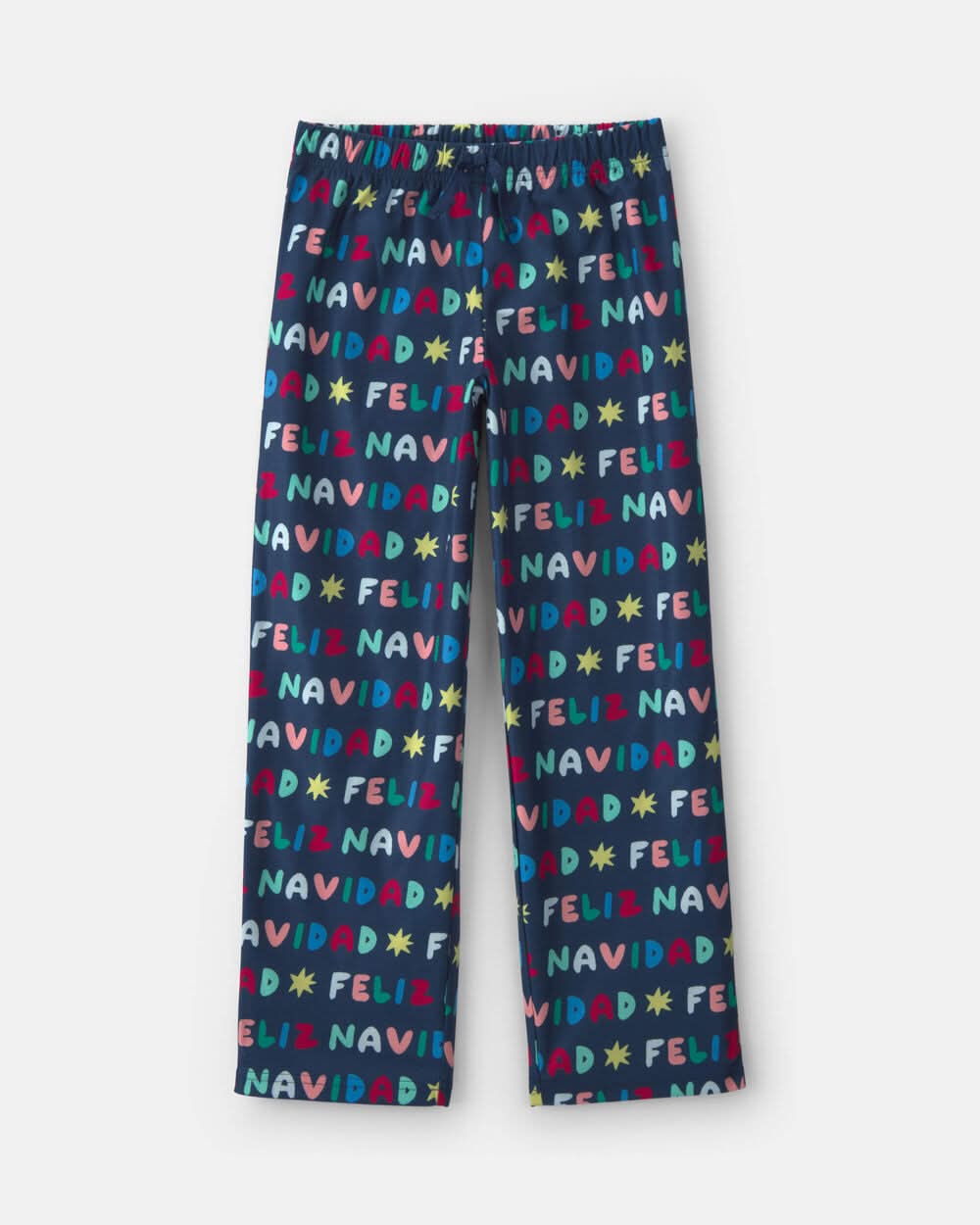 Adult 'Feliz Navidad' Christmas Fleece Loose Fit Pajama Bottoms - Navy Blue - L