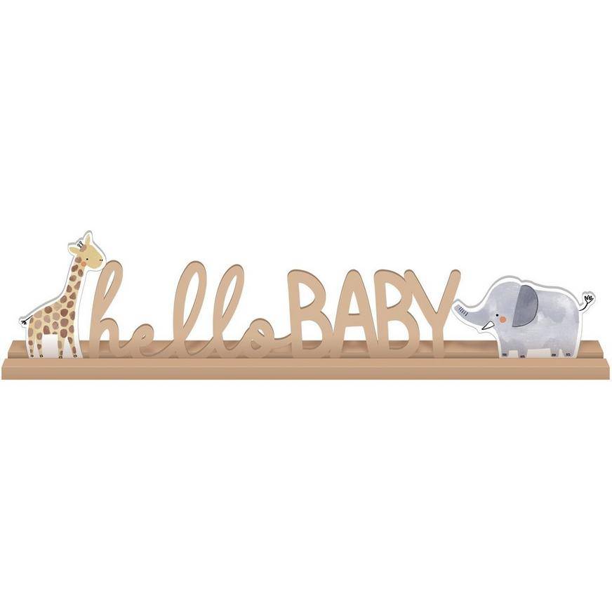 Party City Hello Baby Soft Jungle Baby Shower Mdf Standing Sign
