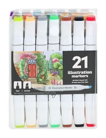 Double-Sided Illustration Markers 21-Pack Neon