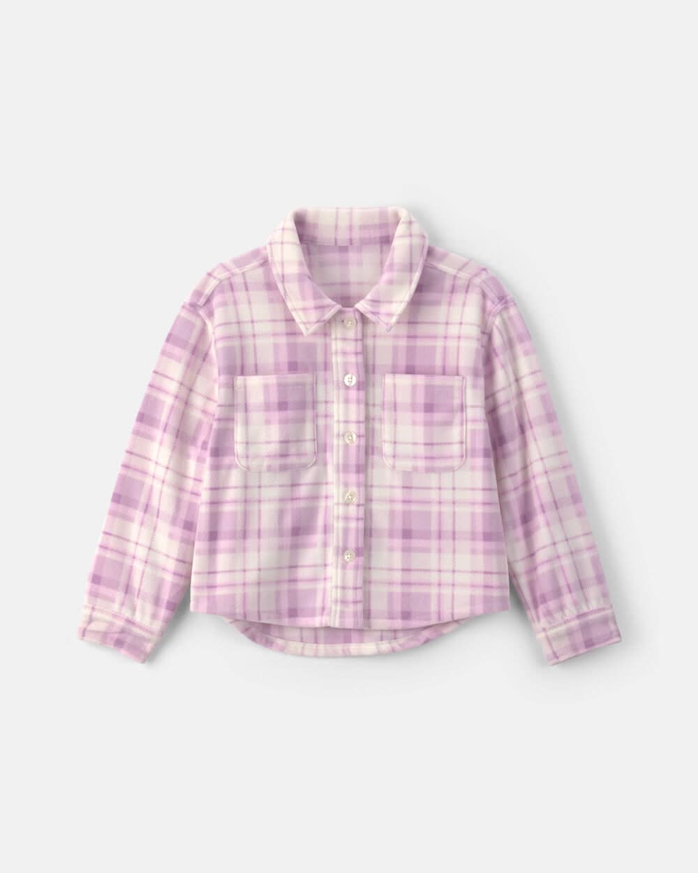 Girls Plaid Fleece Fashion Jacket - Purple - 4