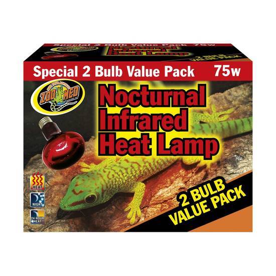 Zoo Med Nocturnal Infrared Heat Lamp, 75 Watts, pack Of 2 Bulbs