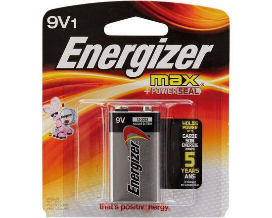 Energizer · Pile alcaline 9V, Max (1 un) - MAX Alkaline batteries 9V (1 unit)