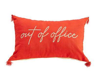 "Out Of Office" Orange Tassel Outdoor Lumbar Throw Pillow