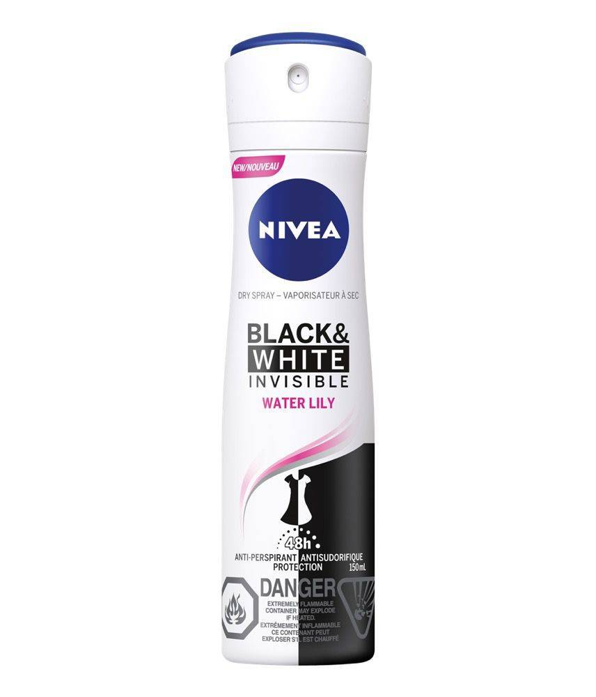 Nivea vaporisateur à sec invisible b&w water lily (150ml) - black & white invisible water lily dry spray (150 ml)