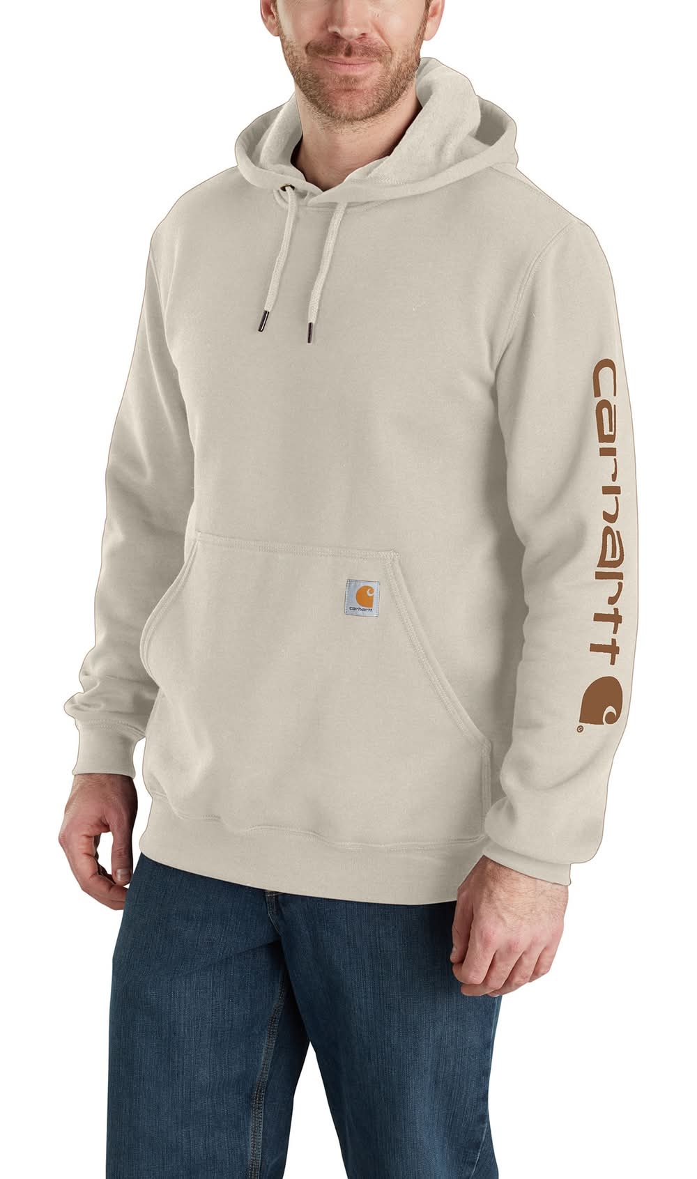 Carhartt Men's Off-white Medium weight Fleece Long sleeve Graphic Sweatshirt ( S )