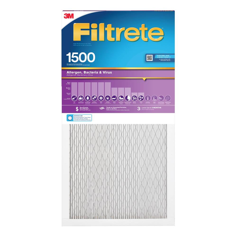 Filtrete 14-in W x 30-in L x 1-in MERV 12 1500 MPR Allergen, Bacteria and Virus Electrostatic Pleated Air Filter | 2024DC-9