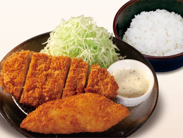 ロースかつ＆白身魚フライ定食