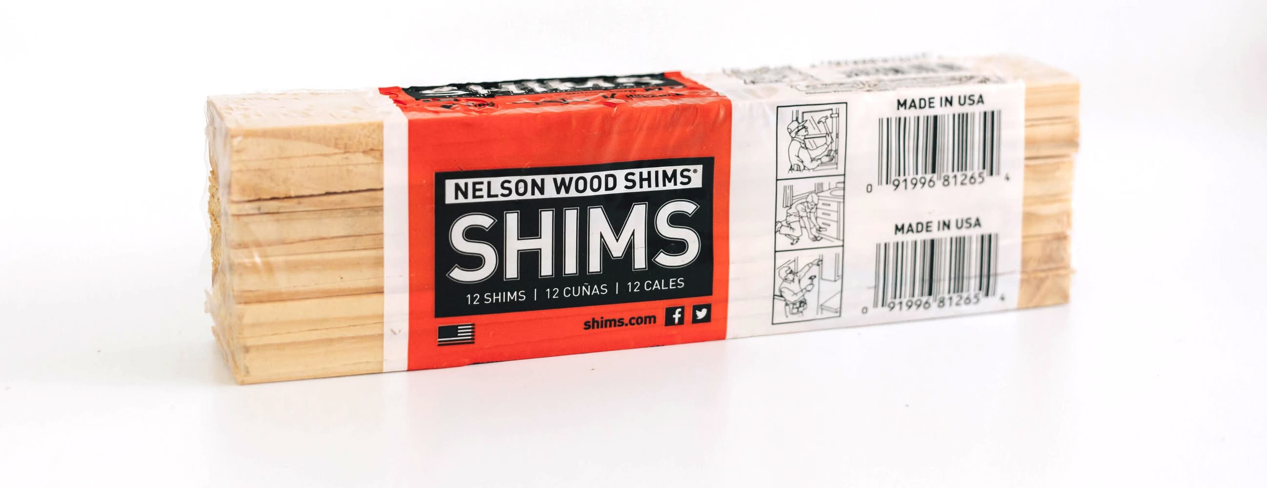 Nelson Wood Shims 0.25-in x 1.375-in x 7.875-in 12 -Pack Pine Wood Shim