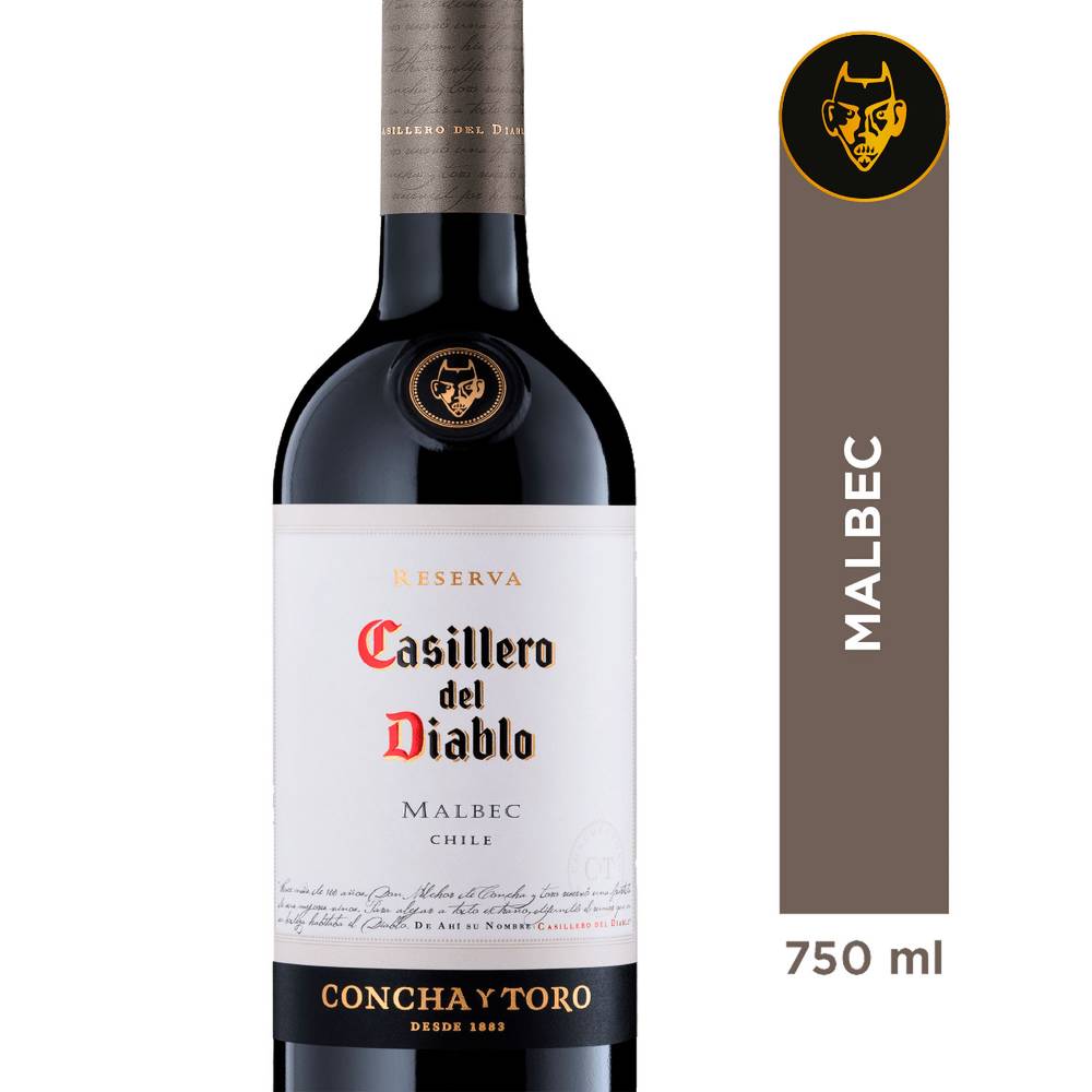 Casillero del diablo vino malbec reserva (botella 750 ml)