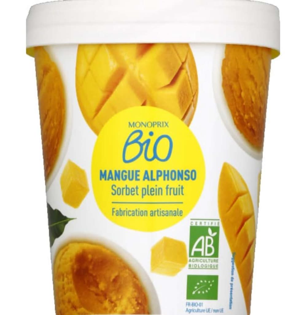 Monoprix Bio - Sorbet alphonso plein fruit, mangue (334g)