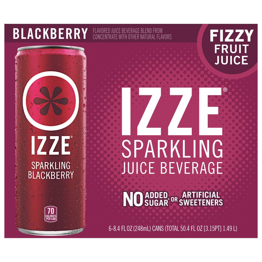 Izze Sparkling Fizzy Fruit Juice Beverage (6 pack, 8.4 fl oz) (blackberry)