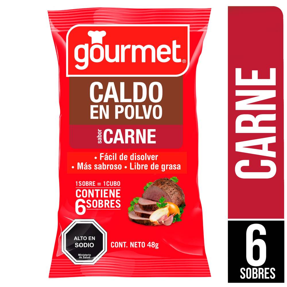 Gourmet · Caldo en polvo - Carne (6 un)