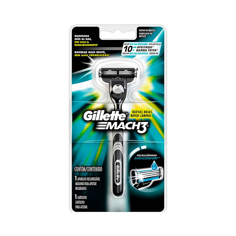 Gillette máquina de afeitar y cartucho recargable mach3 (blister 2 piezas)