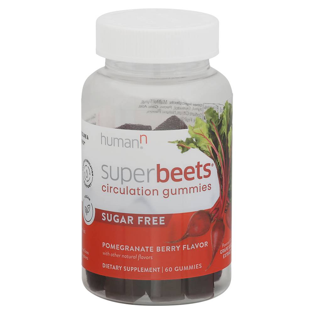 humanN Superbeets Sugar Free Circulation Gummies, Pomegranate Berry (60 ct)