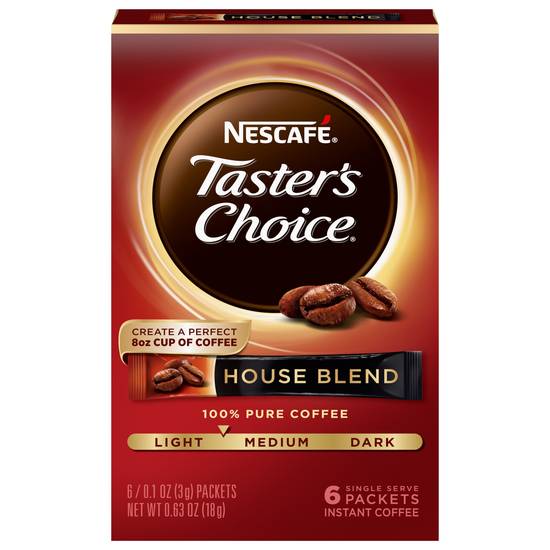 Nescafé Taster's Choice 100% Pure Coffee (6 ct, 0.63 oz) (house blend)