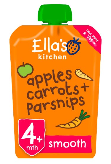Ella's Kitchen Organic Apples, Carrots + Parsnips Baby Food Pouch 4+ Months (120g)