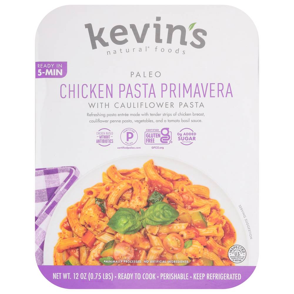 Kevin's Natural Foods Paleo Chicken Pasta Primavera With Cauliflower Pasta