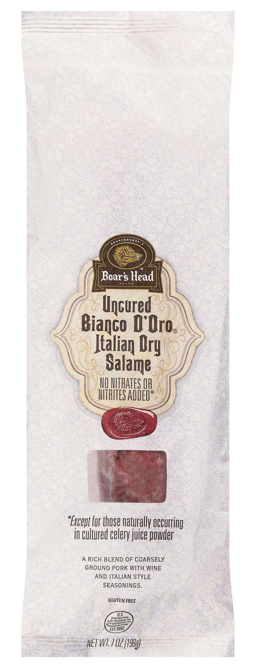 Boar's Head Uncured Bianco D'oro Italian Dry Salame (7 oz)