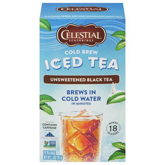 Celestial Seasonings Cold Brew Unsweetened Black Tea Iced Tea Bags, (18 ct)