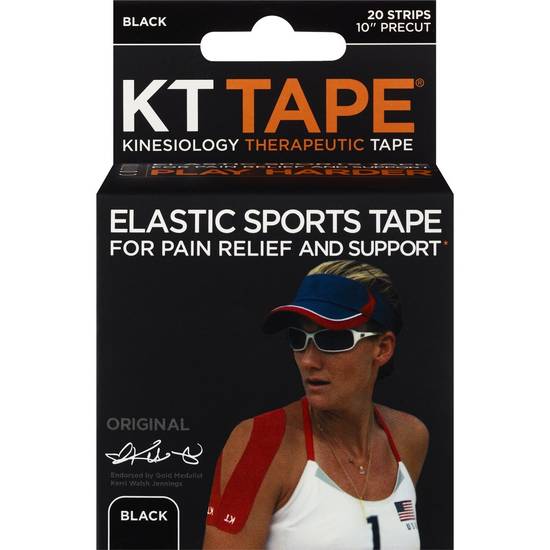 KT Tape Original Kinesiology Therapeutic Precut Strips, Black