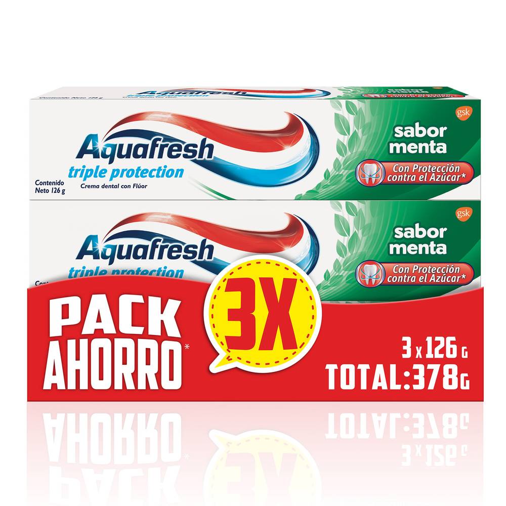 Aquafresh pack crema dental menta (pack 3 x 126 g c/u)