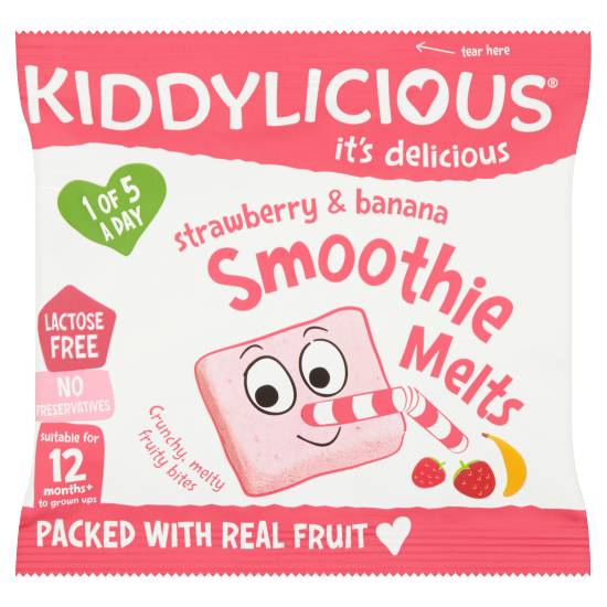 Kiddylicious Smoothie Melts, Strawberry & Banana, Infant Snack, 12months+