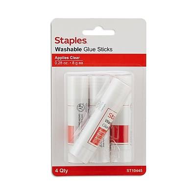 Staples Washable Glue Sticks, 0.28 oz., 4/Pack (ST10445/10445)