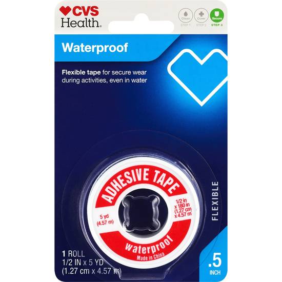 CVS Health Easy Tear Waterproof Adhesive Tape, .5 IN x 5 YD