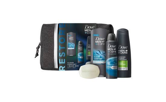 Multi Branded Dove Men+Care Gift Set Clean Comfort + Wash Bag 4 piece