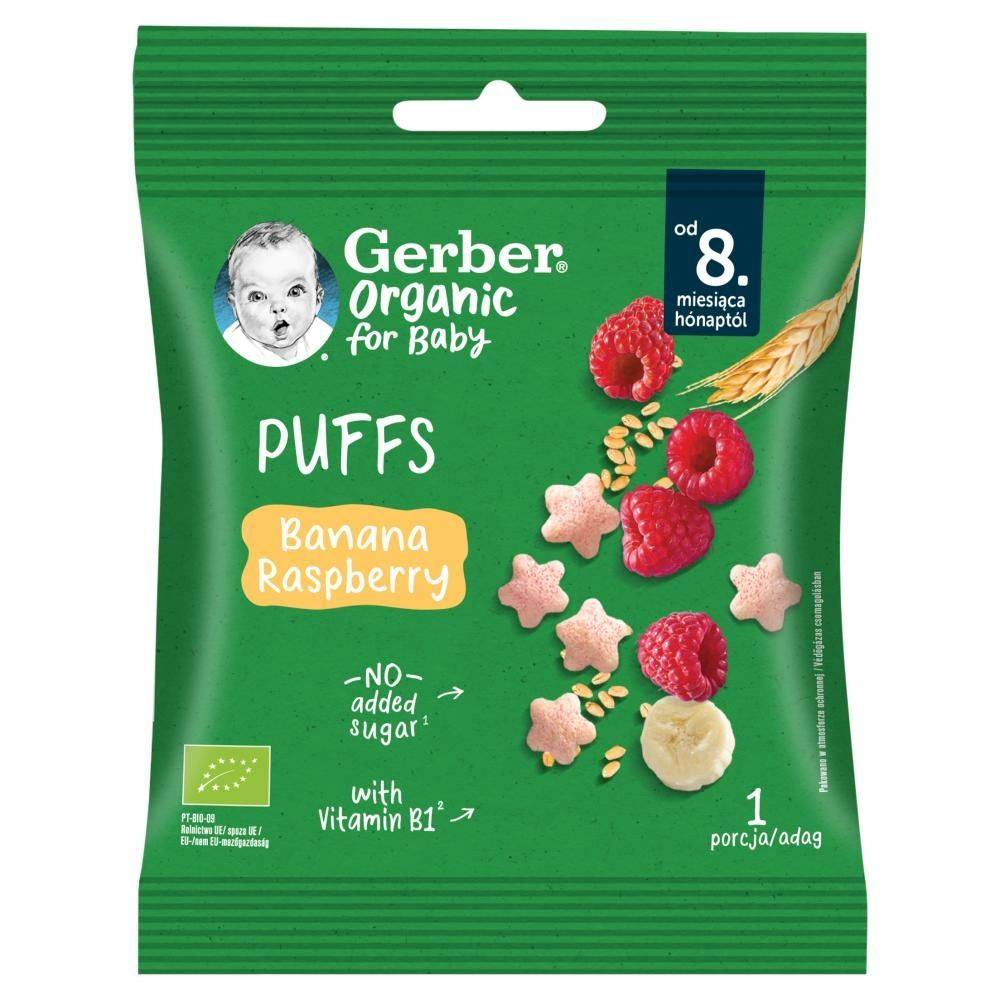 Gerber Organic Chrupki pszenne banan malina od 8. miesiąca 7 g